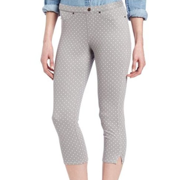 HUE Jeans Capri Leggings Gray Polka Dot Women's Size Medium U13398 - Picture 1 of 2